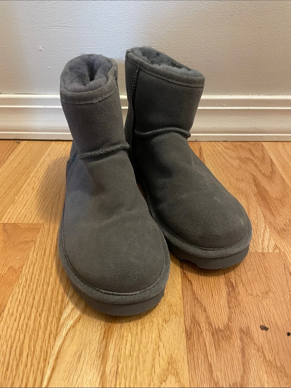 BearPaw Women's Short Shearling Ankle Boots - Gray